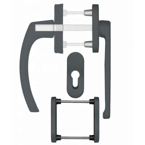 Anthracite balcony door handle with oval rosette