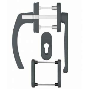 Klamka do drzwi balkonowych antracytowa z owalną rozetą - Perfekto Gałka i klamka do drzwi