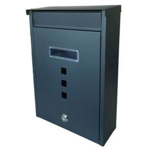 Skrzynka pocztowa antracytowa z uchwytem na wizytówki, dwustronnym otworem na listy, zamykana na klucz - Skrzynka pocztowa, Wózek ogrodowy, Grill ogrodowy, piekarnik, Domek ogrodowy i Nawóz