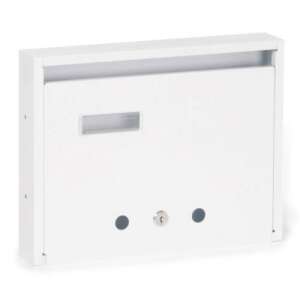 Weiße Florida Briefkasten mit Visitenkartenfach, 350mm x 270mm x 60mm - Perfekto