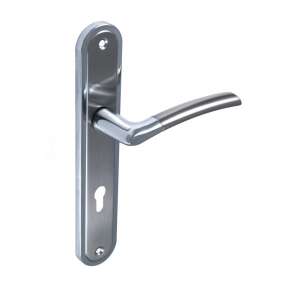 Figo Satin Chrome Door Handle with Escutcheon, 55mm PZ - Perfekto