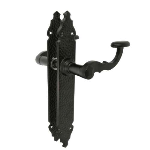 Black arched door handle with spring mechanism, Hamburg brand