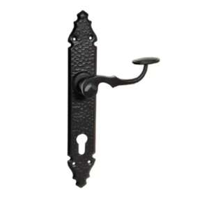 Black arched door handle with keyhole, 55mm PZ, Hamburg - Gomboss