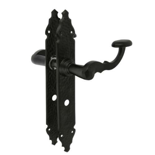 Black door handle with a curved lever, 90 mm, Hamburg Íves Fekete szín