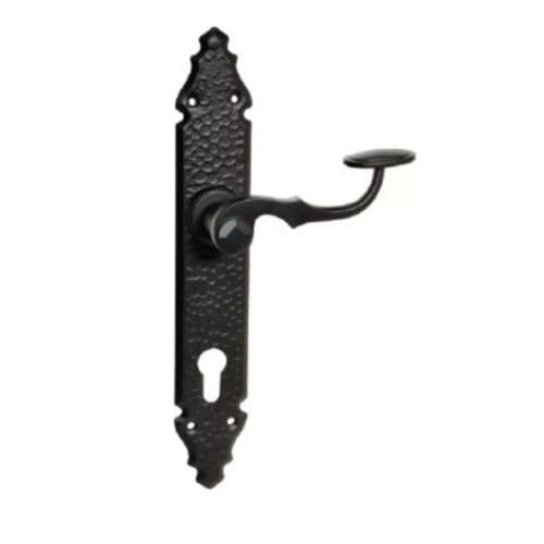 Black arched door handle with keyhole, 90 mm PZ, Hamburg