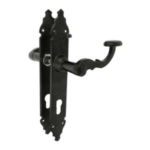 Hamburg Íves Fekete szín 90 mm BB door handle, black wrought iron, curved lever - Gomboss