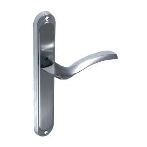 Chrome door handle with satin finish, no holes - Domino Door Knobs & Handle