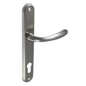Satin Chrome Door Handle with Keyhole, 78mm, for WC - Open shutter