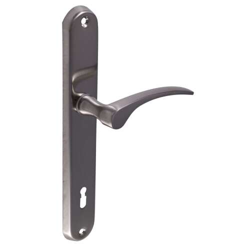 Eva Satin Chrome Door Handle with Keyhole