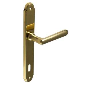 Alt Wien Réz 88 mm door handle, brass, spring-loaded, for interior doors - Open shutter