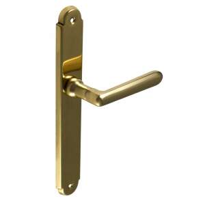 Alt Wien Brass Door Handle,  no keyhole,  gold finish - Open shutter