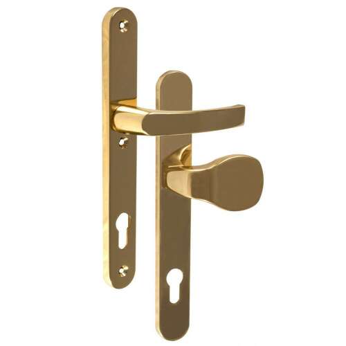 Hero Oval Sicherheits-Türgriff, Messing, 85 mm PZ, Knopf/Hebel