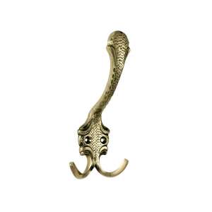 Mosadzný vešiak na kabáty s dvoma háčikmi, ozdobný dizajn - Skladovanie a organizovanie