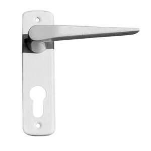 Alu 410 weißer Türgriff mit Schild, 55 mm PZ - Perfekto Türknäufe & Türklinken