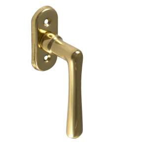 Brass window handle, traditional style, for casement windows, with a long handle, suitable for tilt and turn windows - Gomboss