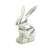 Decoratiune de Paște din aluminiu argintiu, iepure, 16 x 10 cm