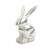Decoratiune de Paște din aluminiu argintiu, iepure, 16 x 10 cm