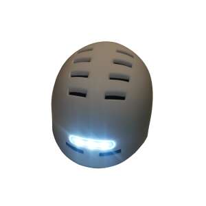White electric scooter helmet with built-in white front and red rear LED lights - Scooter helmet