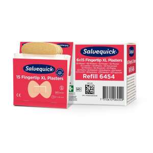 Salvequick Náplasti na končeky prstov XL, Doplnenie, 15 kusov, tvar motýľa, extra veľké, na rany na končekoch prstov, šetrné k pokožke, ľahko sa aplikujú, pohodlné, odolné, vodotesné, priedušné, prvá pomoc, starostlivosť o rany - Starostlivosť o rany