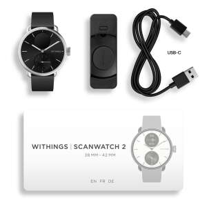 Withings Scanwatch 2 / 38mm (Activity, Sleep Tracker, EKG, Temperatur, SPO2 / Edelstahl, fkm-Armband, Saphirglas) - Schwarz 92594787 Aktivitätsmesser
