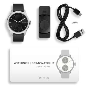 Withings Scanwatch 2 / 42mm (Activity, Sleep Tracker, EKG, Temperatur, SPO2 / Edelstahl, fkm-Armband, Saphirglas) - Schwarz 92594790 Aktivitätsmesser