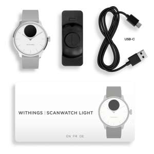 Withings Scanwatch Light / 37mm (Activity, Sleep Tracker / Edelstahl, fkm-Armband, Saphirglas) - Weiß 92594791 Aktivitätsmesser