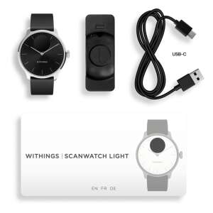 Withings Scanwatch Light / 37mm (Activity, Sleep Tracker / Edelstahl, fkm-Armband, Saphirglas) - Schwarz 92594796 Aktivitätsmesser