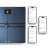 Withings Body Comp Complete Body Analysis Wi-Fi mérleg a telefon képernyőinek kollázsával, amelyek az alkalmazás funkcióit mutatják