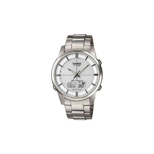 Zegarek męski Casio Lineage LCW-M170TD-7AER ze srebrną bransoletą ze stali nierdzewnej i białą tarczą