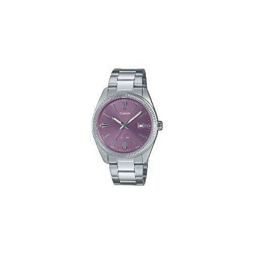 Ceas analogic Casio MTP-1302PD-6AVEF cu cadran purpuriu și brățară din oțel inoxidabil argintiu