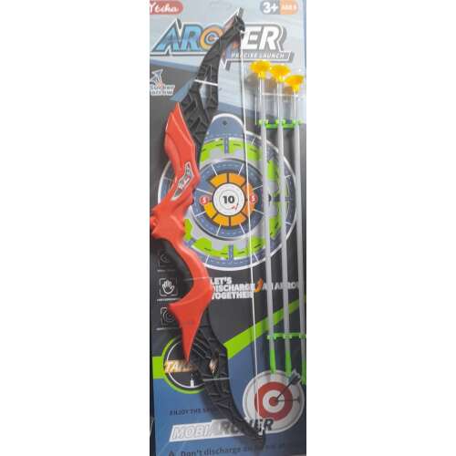 Yisha Archer játék íj és nyíl szett céltáblával, 3 nyíllal, 3 éves kortól