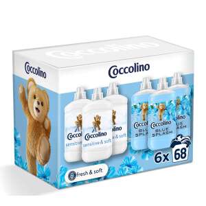 Zmiękczacz do tkanin Coccolino Sensitive & Blue Splash, 6-pak, 1700 ml każdy - Detergent