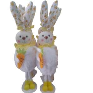 Easter bunny table decoration, cute bunny figurine, white and yellow, holding a carrot, perfect for spring decor - Easter decoration