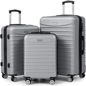 Quasar & Co. ezüst színű bőrönd szett, 3 darabos ABS keményfalú gurulós bőröndök - Bőrönd &Táska