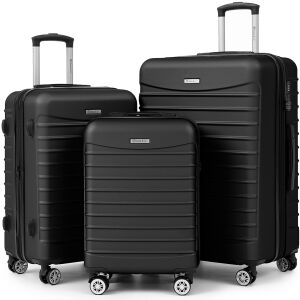 Quasar & Co. Model Line 3 darabos fekete bőrönd szett - Bőrönd &Táska