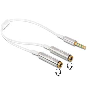 DeLock Cable audio splitter stereo jack male 3.5mm 4 pin > 2x stereo jack female 3.5mm 4 pin 25cm 65576 92608856 
