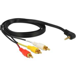 DeLock Cable Stereo jack 3.5mm 4 pin male angled > 3x RCA male 1,5m 84504 92608857 