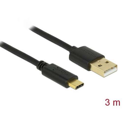 DeLock USB 2.0 Type-A to Type-C 3m cable, black
