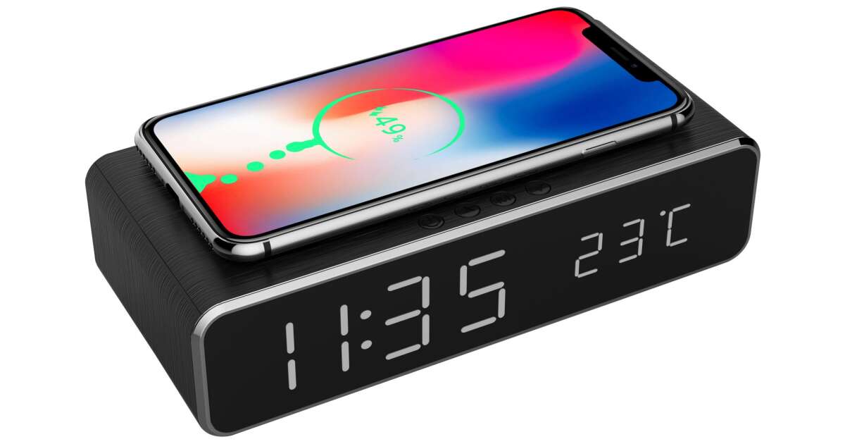 Gembird DACWPC01 Digital alarm clock with wireless charging function