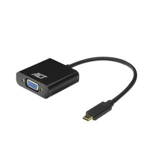 ACT AC7300 USB-C VGA adapter, fekete, ferde nézet - VGA átalakító