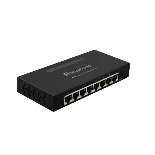 LevelOne GEU-0822 8-Port Gigabit Switch, black, metal housing, 8 Gigabit Ethernet ports, 10/100/1000 Mbps