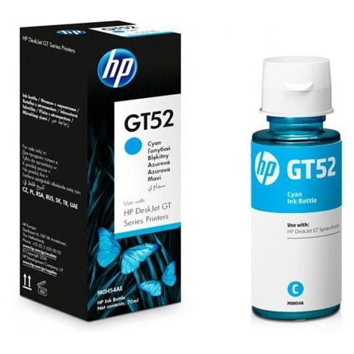 HP GT52 Cyan Ink Bottle and Packaging