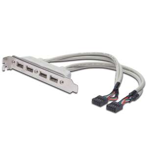 Assmann USB Slot Bracket kábel 4 USB 2.0 porttal és 2x10pin IDC csatlakozóval - Assmann
