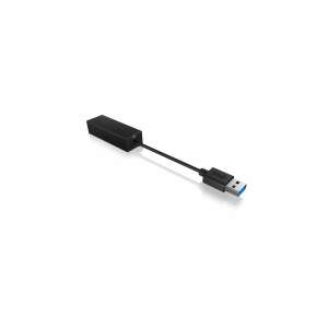 Adaptor USB 3.0 la Gigabit Ethernet Raidsonic IcyBox IB-AC501a, negru, vedere înclinată - RaidSonic