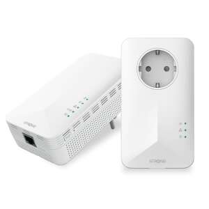 Sada Strong Powerline Wi-Fi 1000 Kit V2, dva biele powerline adaptéry s ethernetovým portom a zásuvkou, na rozšírenie internetového pripojenia cez elektrické vedenie - Zosilňovače signálu