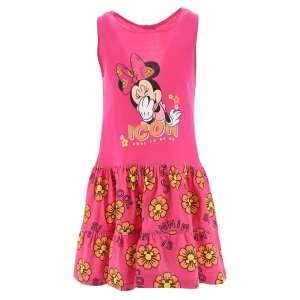 Rochie de vară Disney Minnie Mouse roz de culoare roz cu imprimeu floral și iconă Minnie Mouse pe față, vedere din față - Modă și îmbrăcăminte