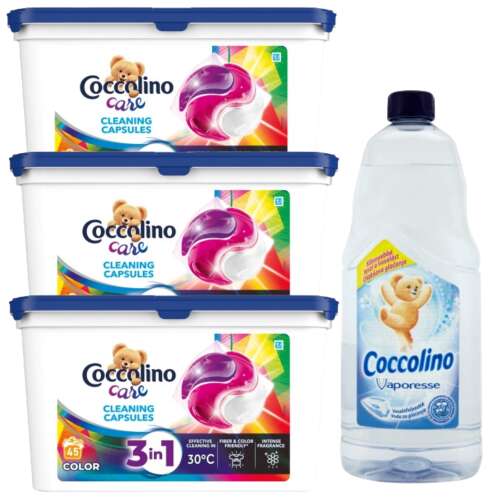 Coccolino Care Color Washing Capsule 3x45 spălări + Cadou Coccolino Ironing Liquid