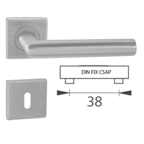 Kľučka dverí Tímea Din Fix Csap so štvorcovou rozetou z nerezovej ocele Inox pre WC