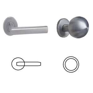 Tímea Din Fix Csapos Körrozettás Rozsdamentes Inox PZ Hengeres Gomb/Kilincs door handle, stainless steel, round knob, lever handle, cylinder lock, keyhole, door hardware - Construction & Renovation