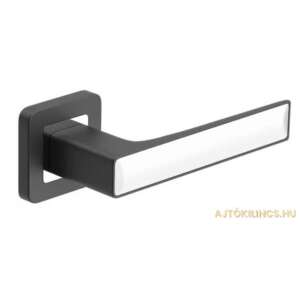 Fekete ajtókilincs fehér betéttel, négyzet alakú rozettával, Deco Négyzetrozettás - Domino